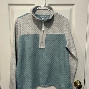 Croft & Barrow Women's Gray and Teal Zip-Up Sweater Size S